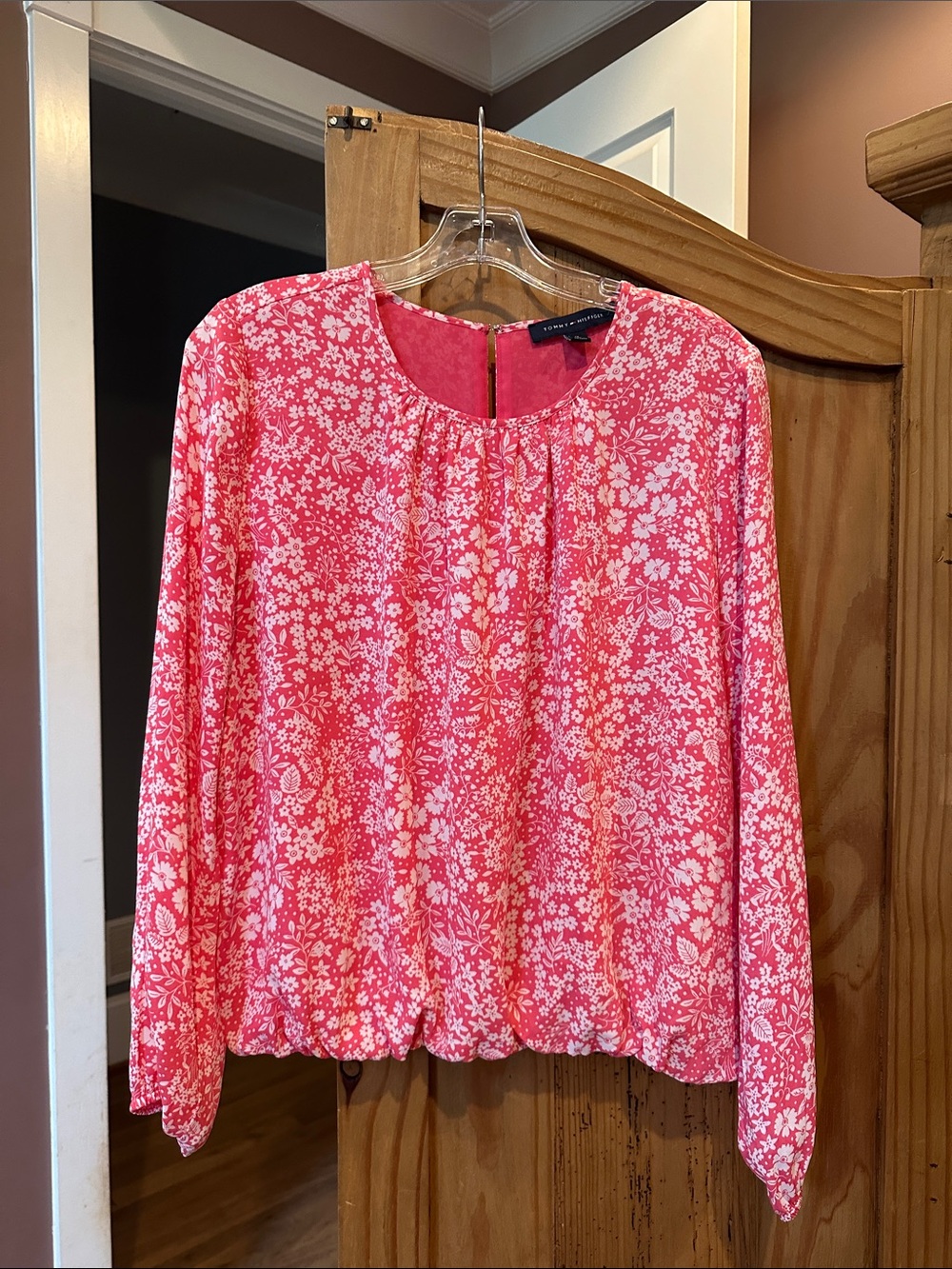 Tommy Hilfiger Pink Floral Long-Sleeve Scoop Neck Top